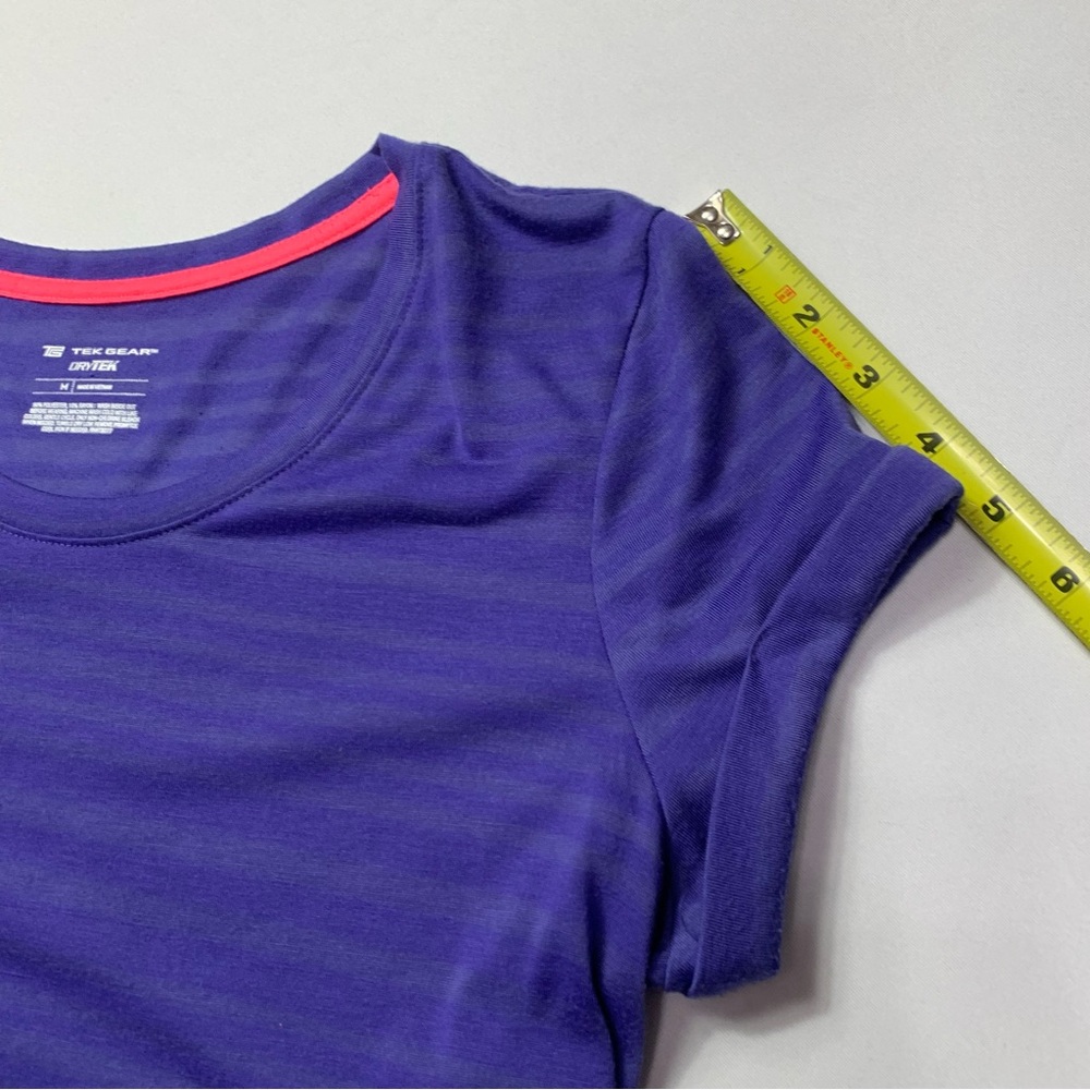 Tek Gear Purple Striped Dry Tek Short Sleeve Top Women’s Medium - Picture 8 of 11